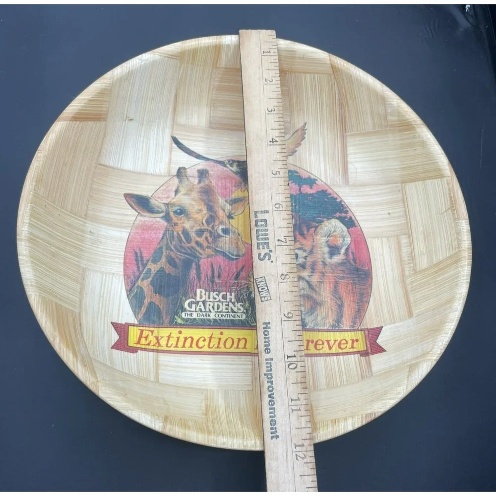 Vintage Busch Gardens Dark Continent Bowl Extinction is Forever Woven Wood‎ 12